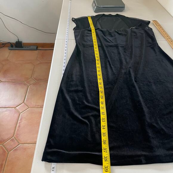 Connected Apparel Black Velvet Sheer Upper Mini Dress 80s 90s Y2K Women's Sz 16 - Picture 10 of 11